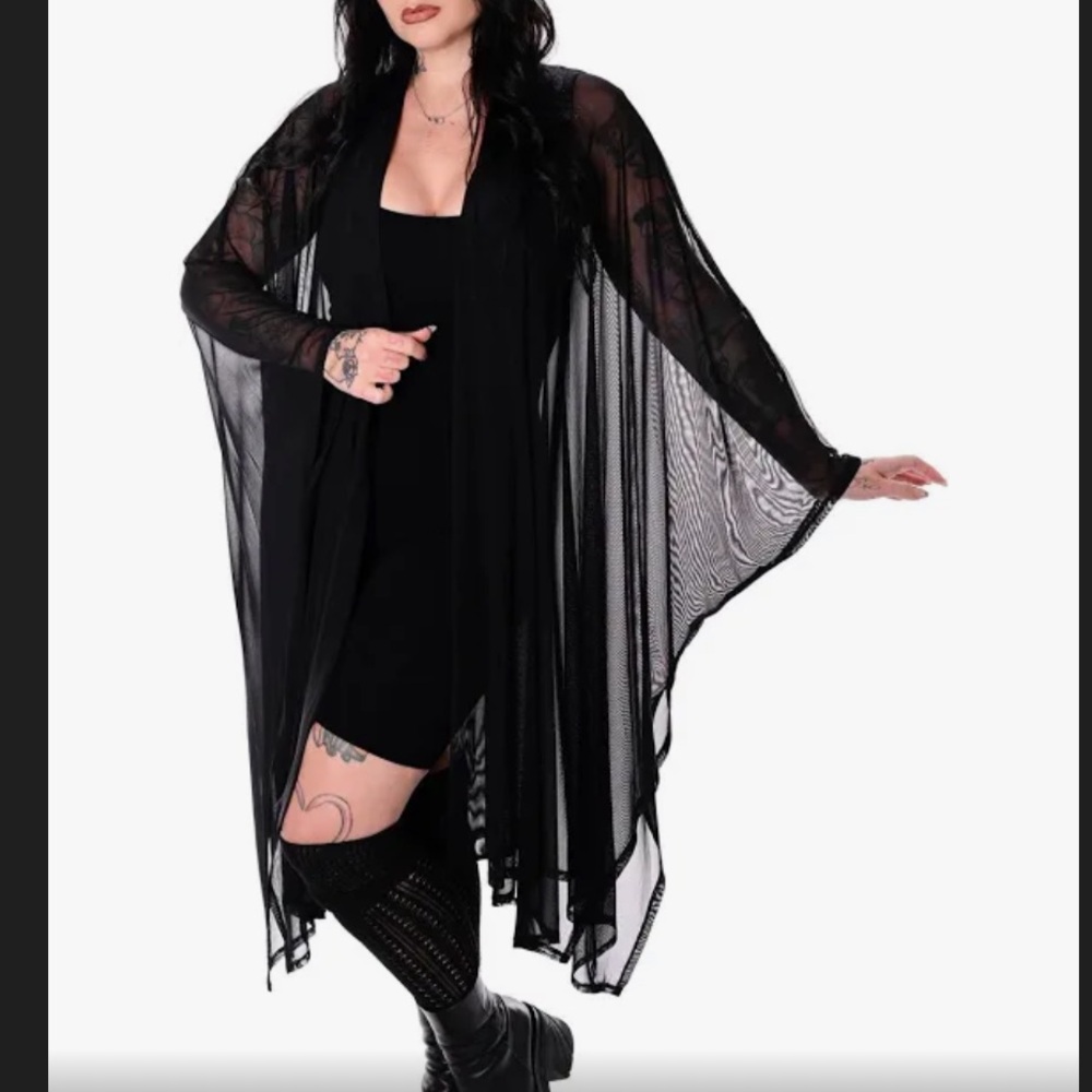 Foxblood Lilith mesh duster cloak
